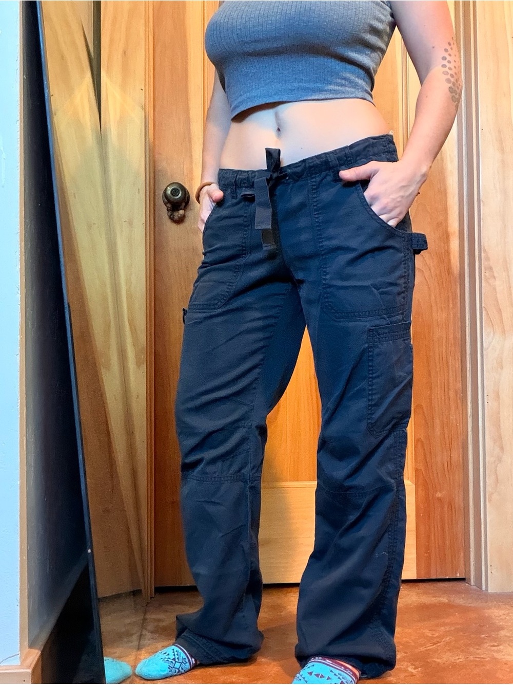 Women’s Black Cargo Drawstring Pants